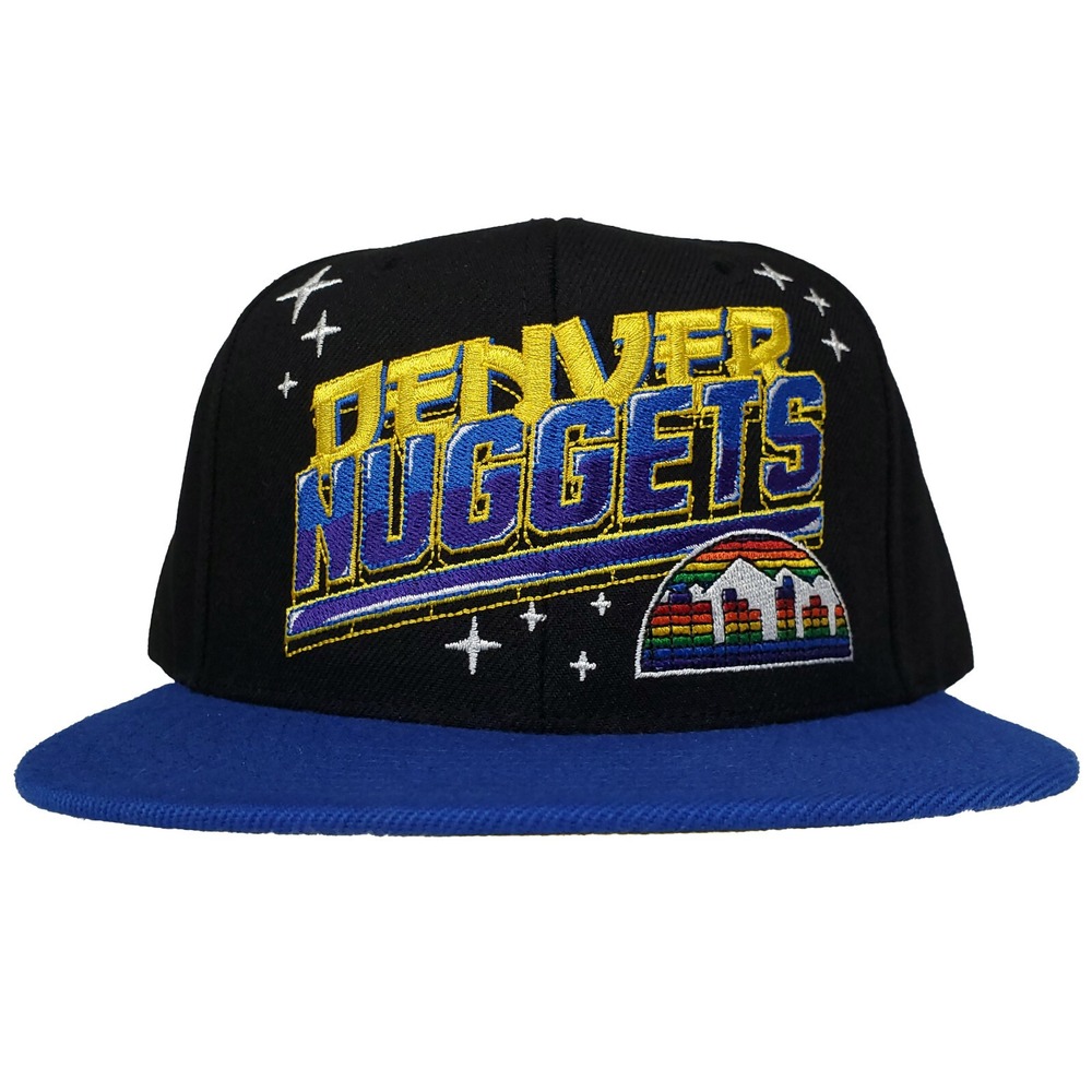 Denver Nuggets Mitchell & Ness NBA Snapback Hat‎ Cap Embroidery Logo Black New